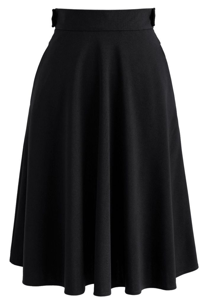 Basic Full A-line Skirt in Black | Chicwish