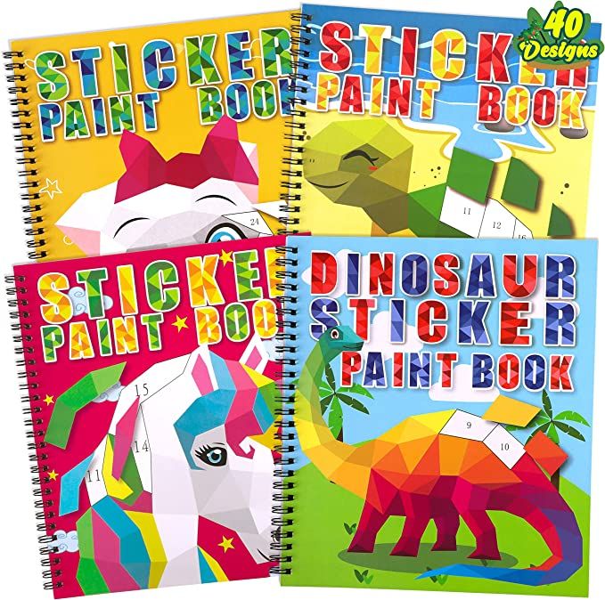 4PCS Crafts for Kids Ages 4-8 Sticker Paint Books - Includes Unicorn Dinosaur Llama and More Anim... | Amazon (US)