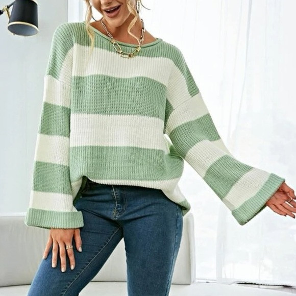 Block Striped Drop Shoulder Oversized Sweater | Poshmark