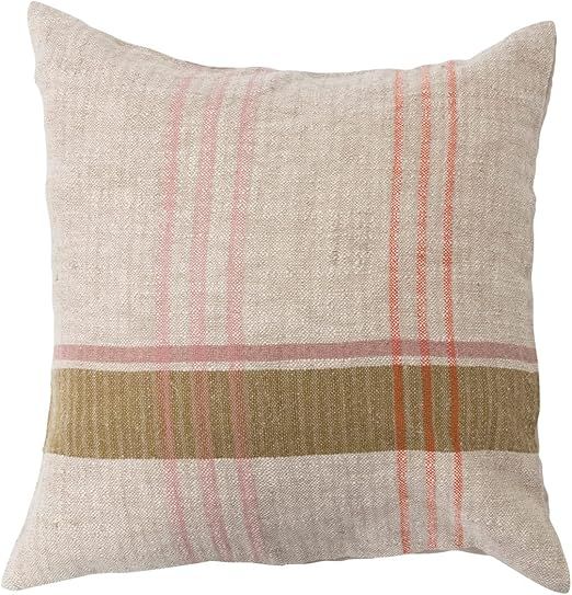 Creative Co-Op Woven Cotton and Linen Plaid Pillow, 20" L x 20" W x 1" H, Multicolor | Amazon (US)