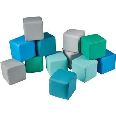 ECR4Kids SoftZone Patchwork Toddler Blocks-Foam Building Blocks for Safe Active Play, 12pk | Target