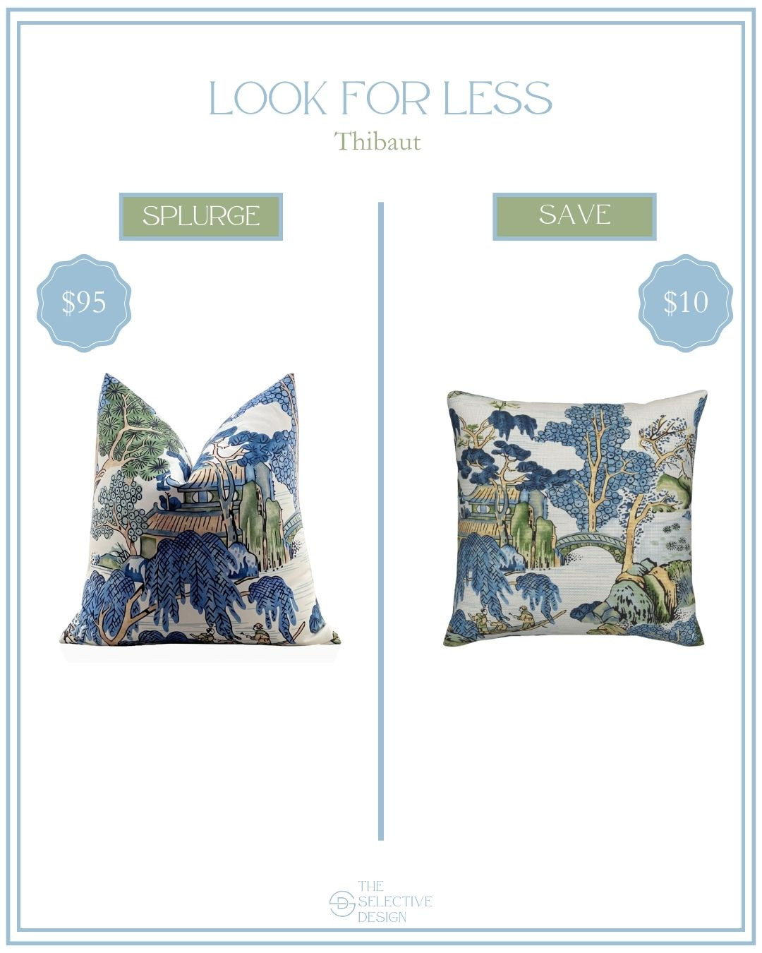 Thibaut pillow cover look for less 👏🏼 

Home decor designer dupe, home decor dupe, home decor look for less, splurge or save, look for less, timeless affordable home decor, spot the dupe, Grandmillennial home decor, southern traditional home decor, timeless home decor, affordable pillow, blue pillow, chinoiserie pillow, living room pillow, bedroom pillow, 

 #LTKHome #LTKSaleAlert #LTKFindsUnder50