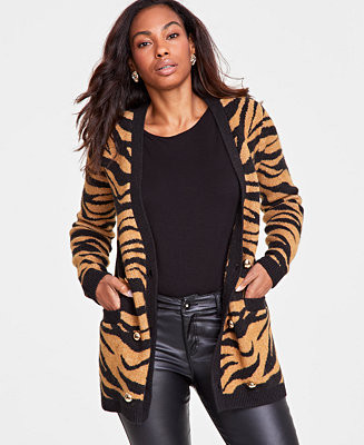 I.N.C. International Concepts Women's Zebra Jacquard Cardigan, Created for Macy's - Macy's | Macy's