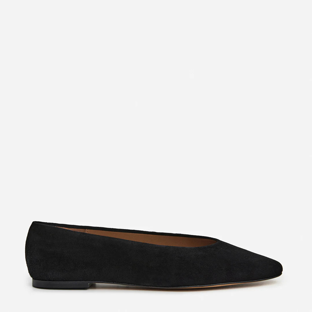Belinda Suede Black Ballet Flat | Flattered