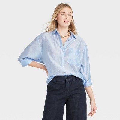 Women's Long Sleeve Button-Down Boyfriend Shirt - A New Day™ | Target