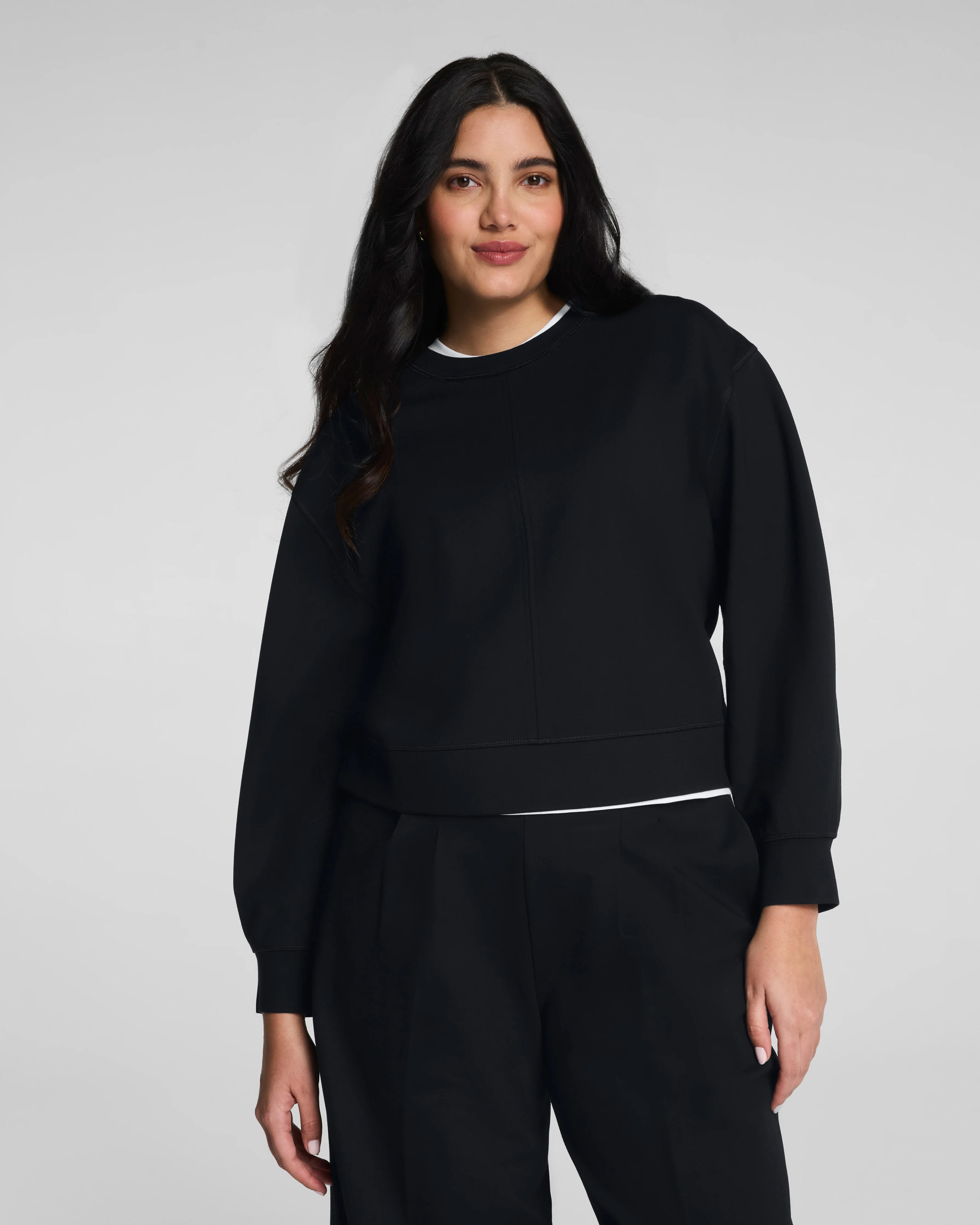 SPANX® Ponte Crewneck Long Sleeve Top | Classic Black XS | Spanx