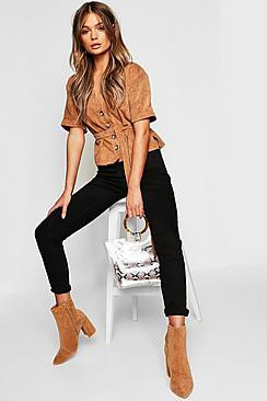 Button Down Belted Cord Shirt | Boohoo.com (US & CA)