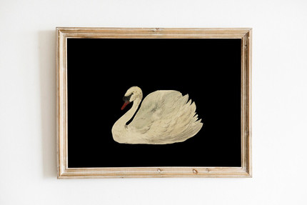 Antique Swan Watercolor Painting Neutral Wall Art Large Wall - Etsy