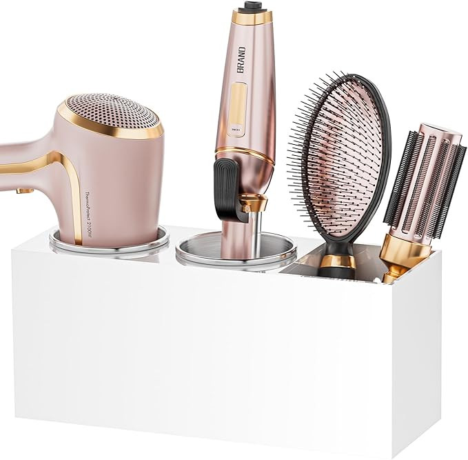 Hair Tool Organizer Acrylic: Hair Dryer Holder Wall Mount - Blow Dryer Holder Cabinet Door - Bath... | Amazon (US)
