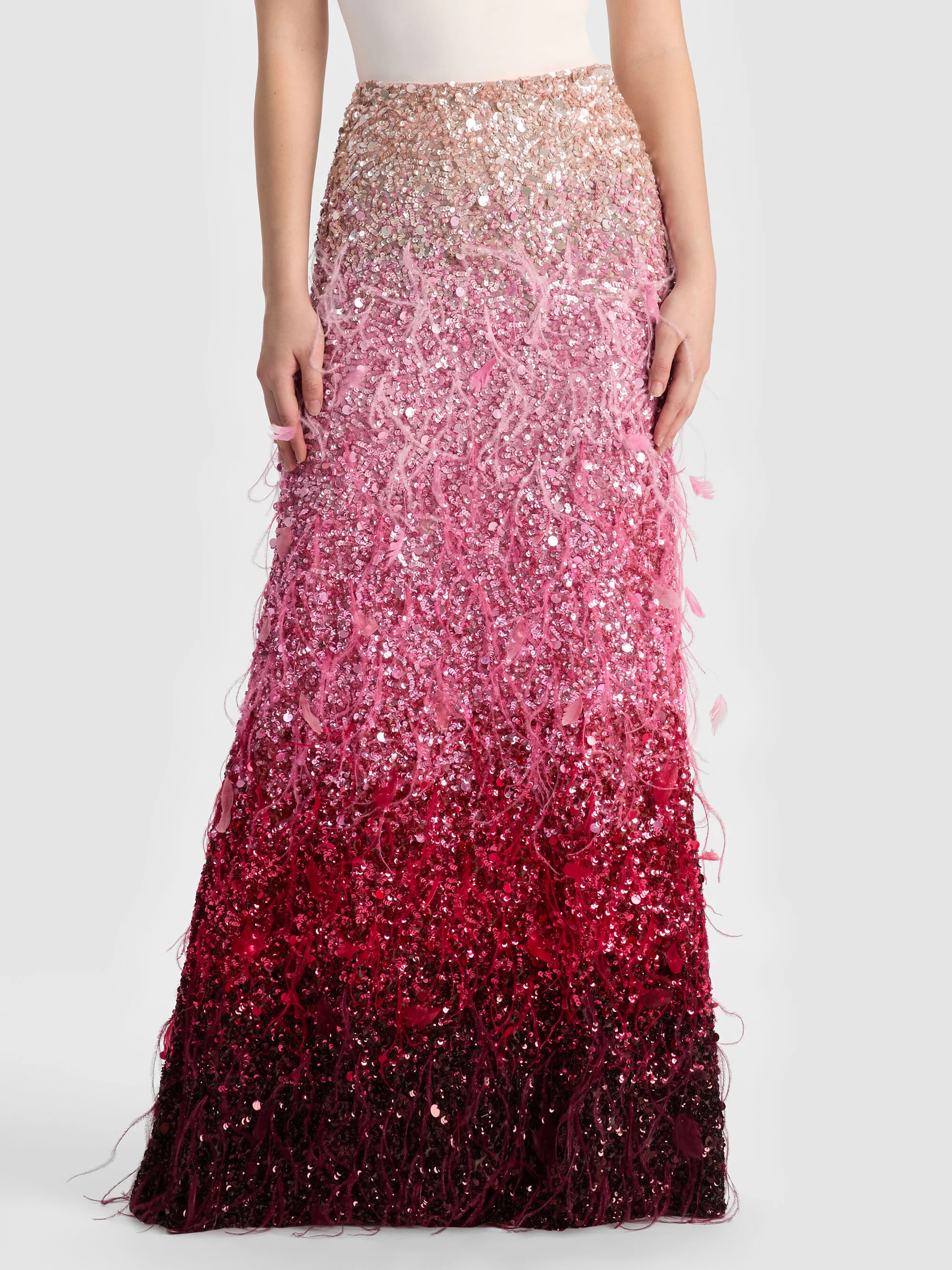 ASHTON FEATHERED SKIRT | Alice + Olivia