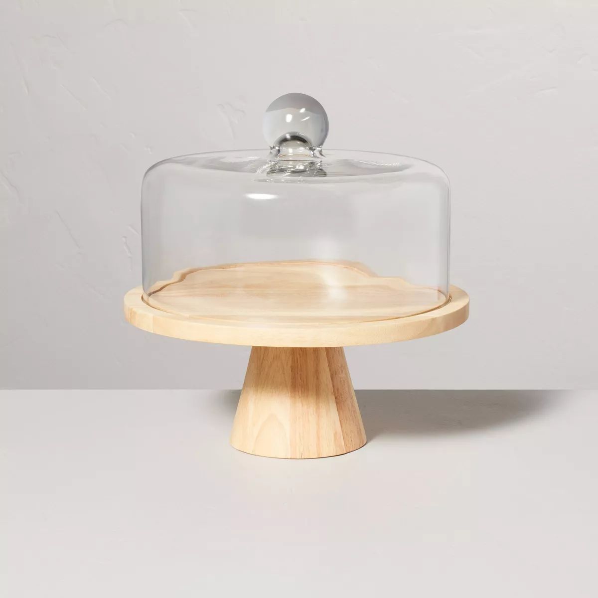 11.5" Wooden Cake Stand with Glass Cloche - Hearth & Hand™ with Magnolia: Rubberwood Pedestal, ... | Target