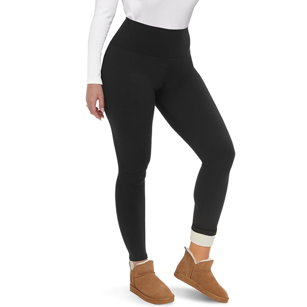 CAMPSNAIL Fleece Lined Leggings Women - Thick Soft High Waisted Black Tummy Control Thermal Warm ... | Amazon (US)