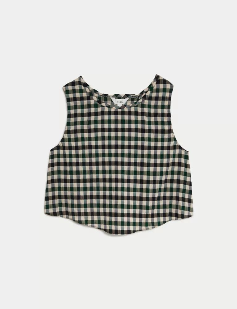 Cotton Blend Checked Top | Marks & Spencer (UK)