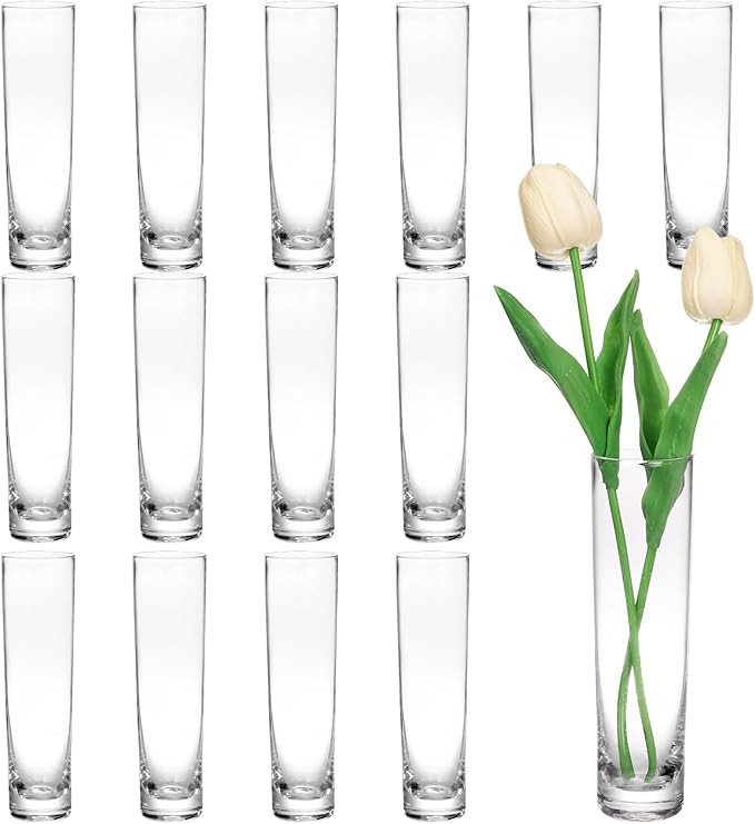Fixwal 15 Pack Glass Cylinder Bud Vases for Centerpieces Clear Small Glass Vases for Wedding Deco... | Amazon (US)