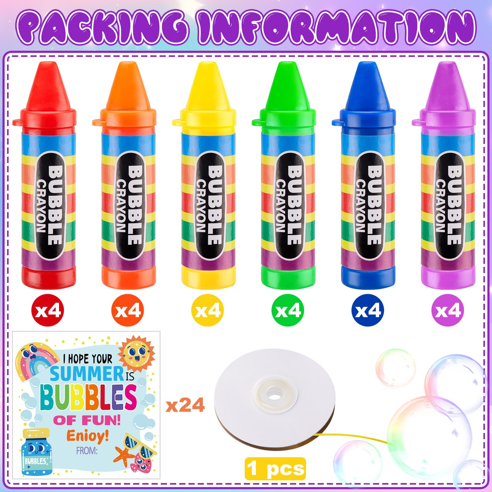 24 Set Crayon Mini Bubbles Wand Set, Crayon Bubbles with Cards and Silk Ribbon Bulk Bubble Wand B... | Amazon (US)