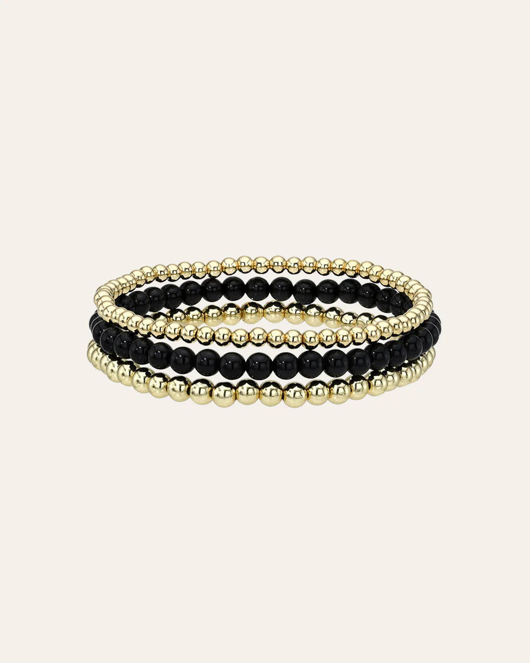 Black and Gold Mixed Bead Bracelet Stack | Zoe Lev Jewelry