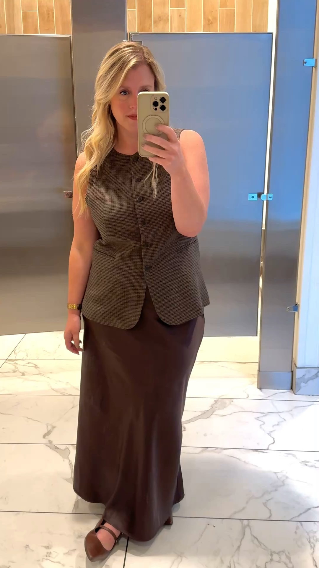 Fall Outfit, Business Casual Fall Outfit, Brown Outfit, Houndstooth Long Vest

#LTKMidsize #LTKFindsUnder50 #LTKWorkwear