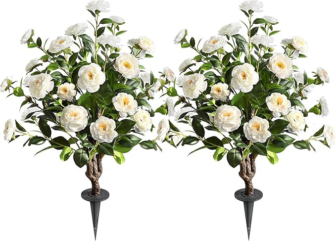 Artificial Flower Trees Indoor, 【 2 Pieces 】 Faux Floral Plants 36 Inch Faux Blooming Camelli... | Amazon (US)