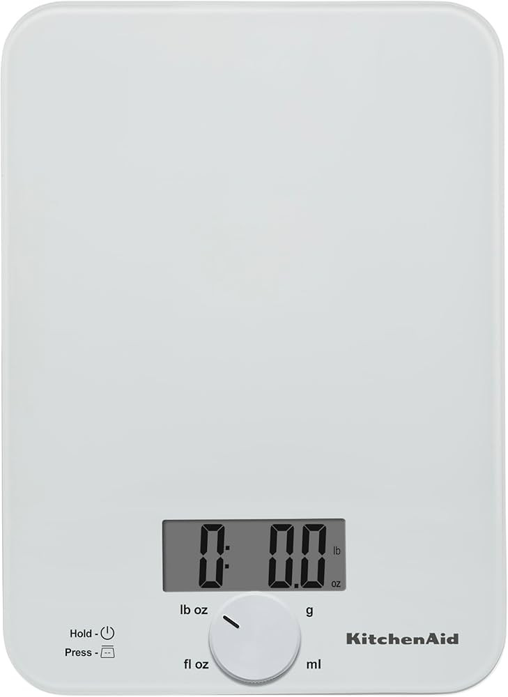 KitchenAid KQ914WH Glass Surface 11 Pound Capacity Digital Kitchen and Food Scale, Scale for Food... | Amazon (US)