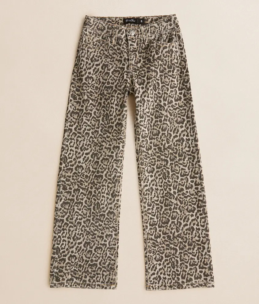 Girls - Mid-Rise Leopard Print Wide Leg Stretch Jean | Buckle