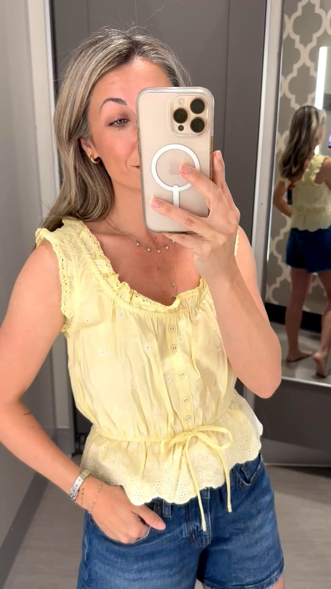 I could basically live in yellow this spring! And this cute yellow top and jean shorts from Target absolutely hit the spot! Wearing an XS top and size 2 shorts!

#LTKPetite #LTKOver40 #LTKootd