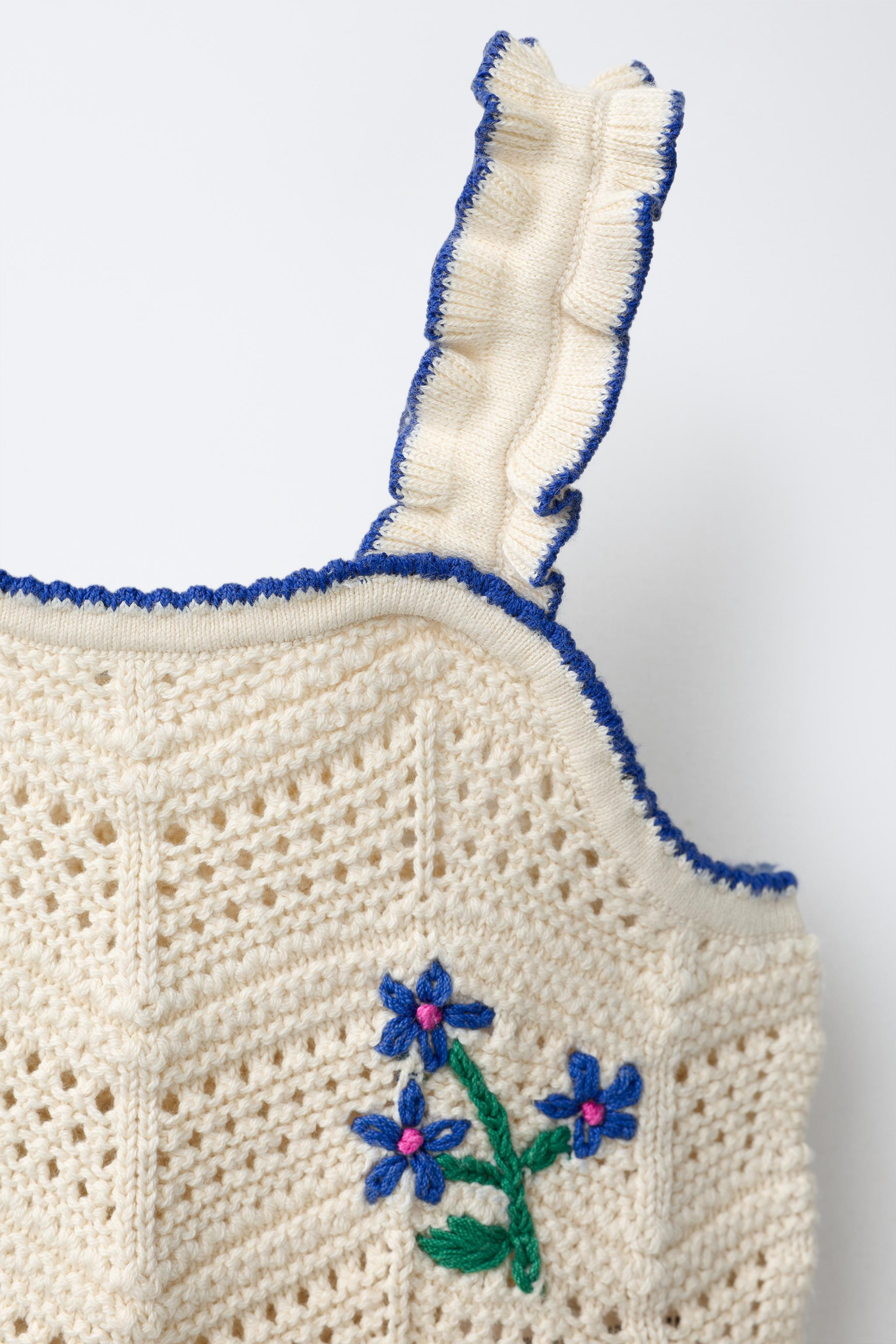 EMBROIDERED FLOWER KNIT TOP | Zara US