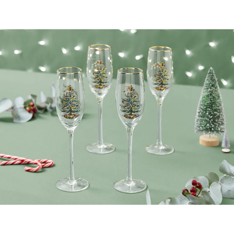 Spode Christmas Tree Champagne Fluted Glasses | Wayfair North America