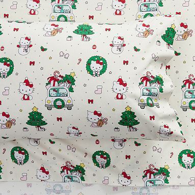 Hello Kitty® Christmas Organic Sheet Set | Pottery Barn Teen