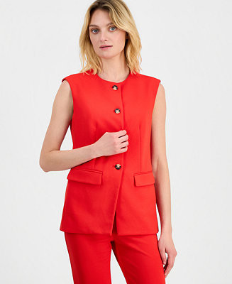 Women's Crewneck Button-Front Vest | Macy's
