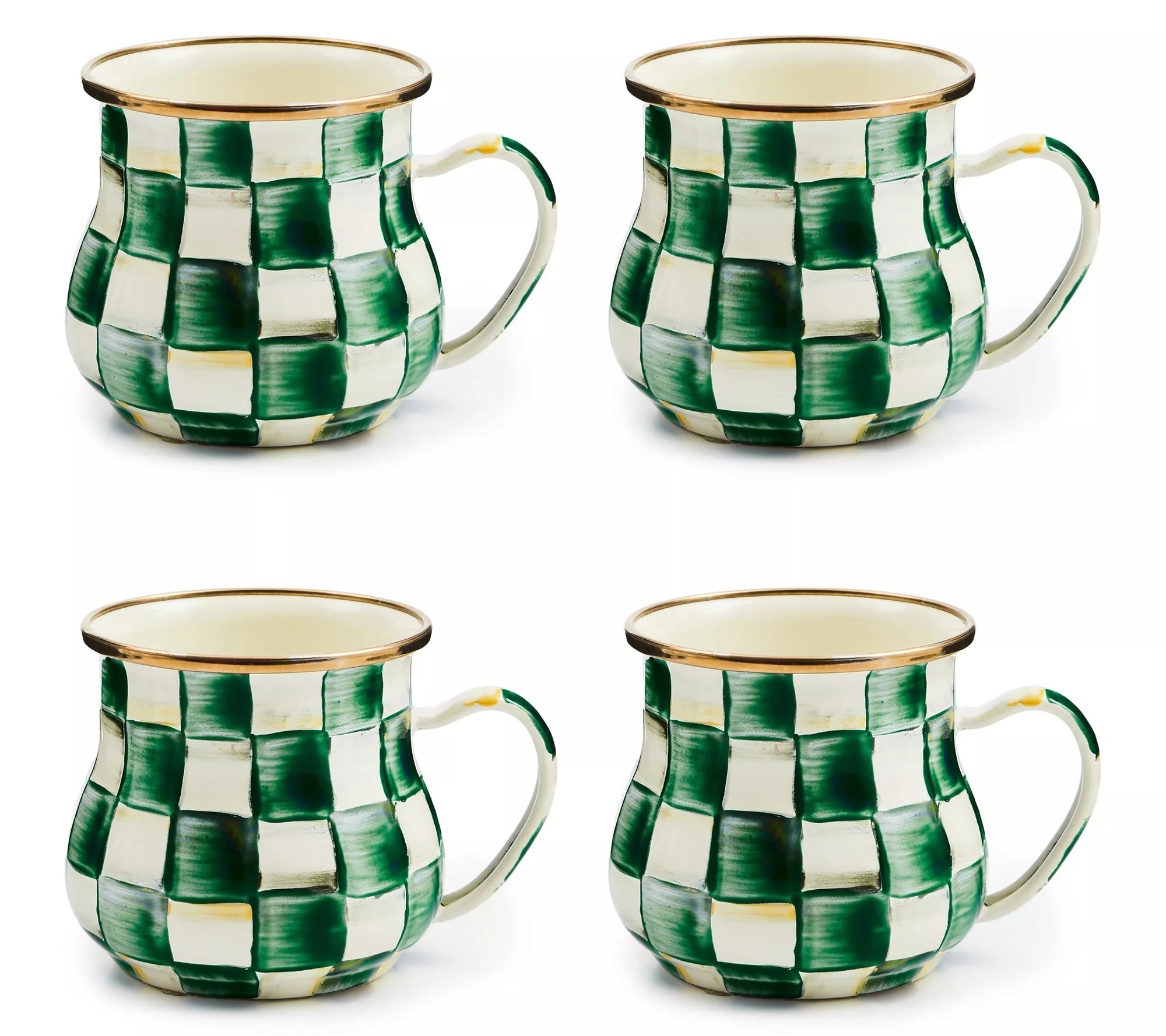 MacKenzie- Childs Set of 4 Enamel Mugs | QVC