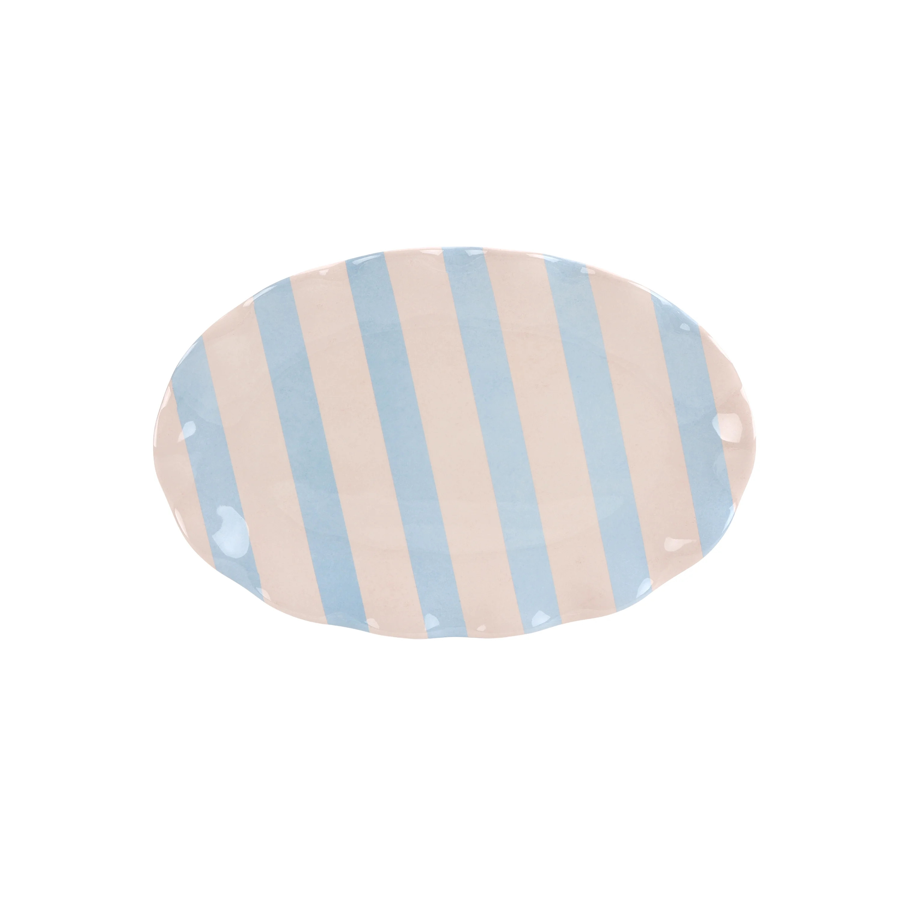 Just Feed Me by Jessie James Decker Oval Wavy Bamboo-Melamine Serving Tray, Blue and Cream Stripe... | Walmart (US)
