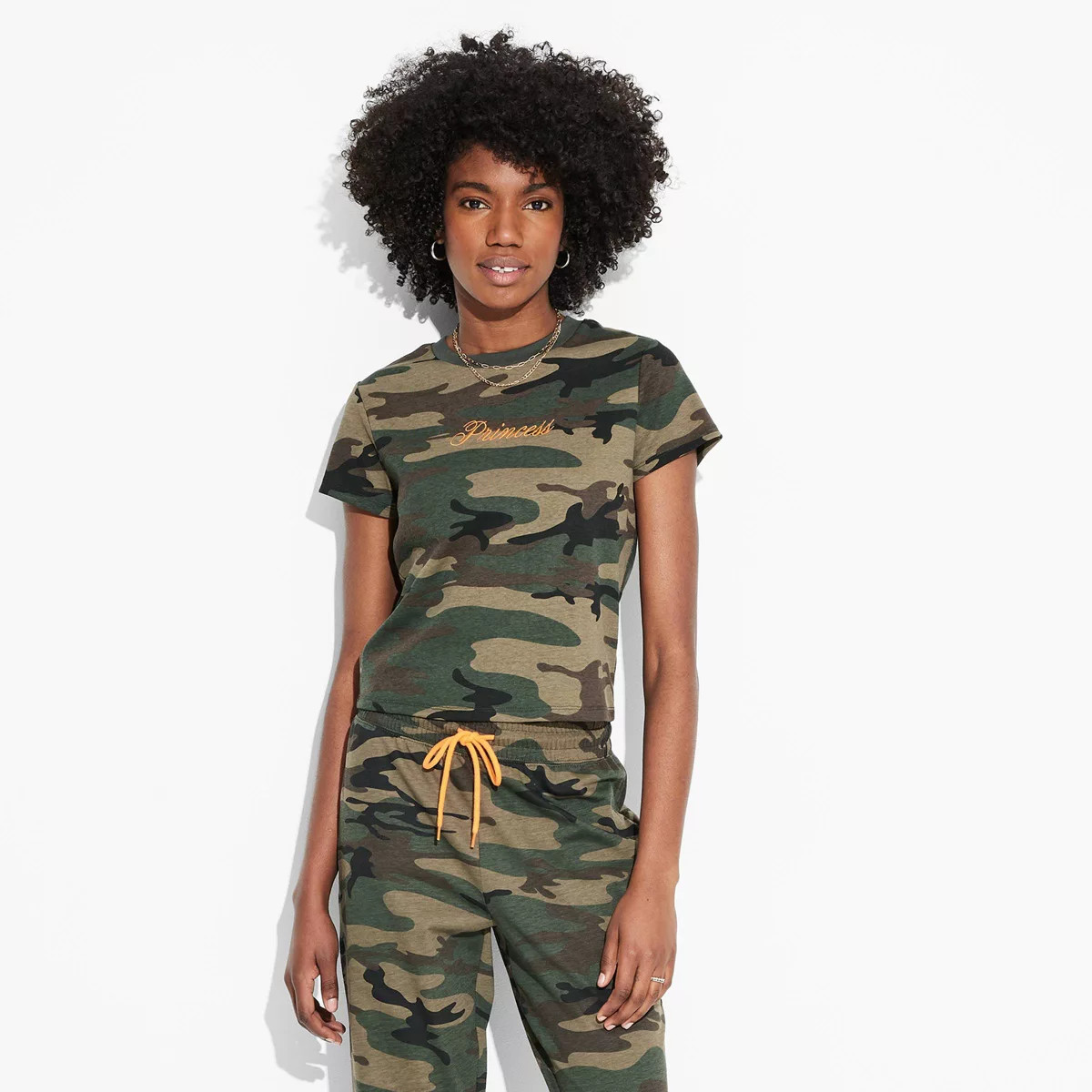 Women's Camo Print "Princess" Short Sleeve Graphic Baby T-Shirt - Green | Target