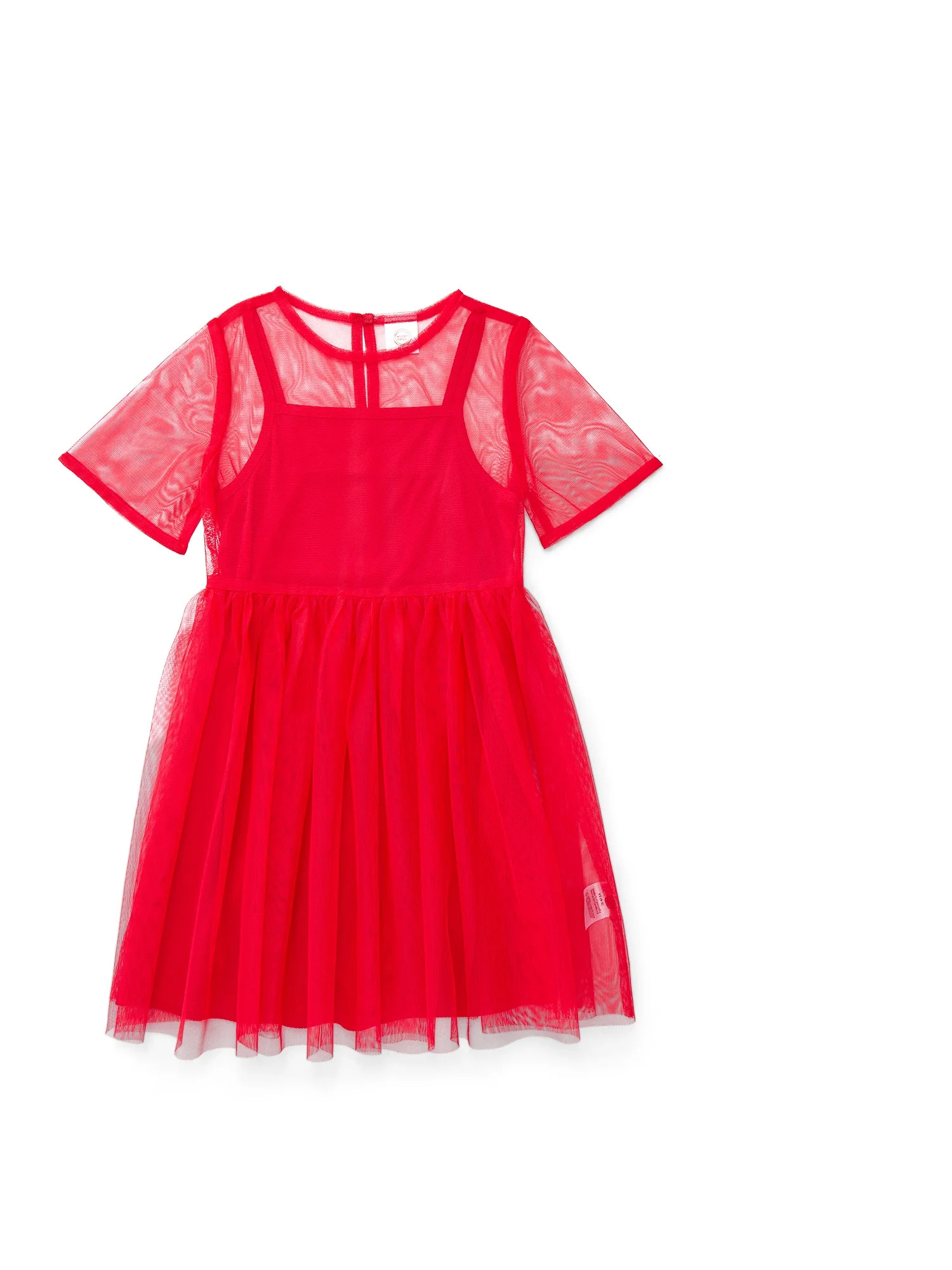 Wonder Nation Girls Mesh Tutu Dress with Short Sleeves, Sizes 4-18 & Plus | Walmart (US)