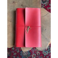 Hot Red Vegan Leather Trifold Journal Cover-Size A5 - Handmade-Gold Details-Personalized-Louise Carmen Style | Etsy (US)