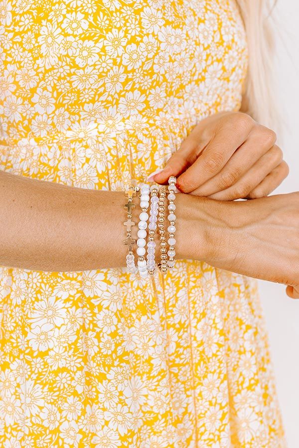 Full Of Faith Bracelet Set in White | Impressions Online Boutique