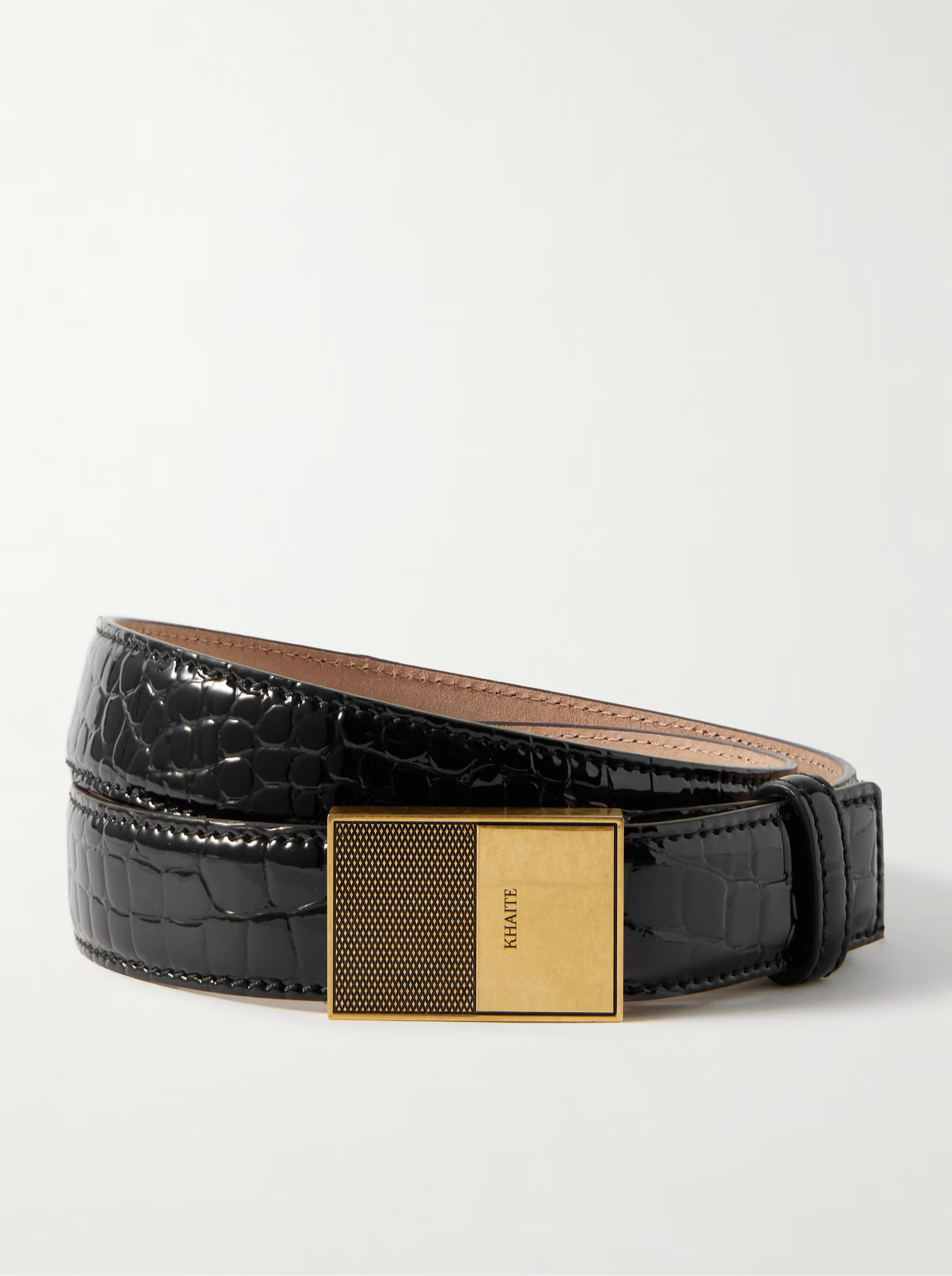 Elio croc-effect patent-leather belt | NET-A-PORTER APAC