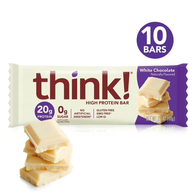 think! High Protein Bars, White Chocolate, 2.1 oz Bar, 10 Count | Walmart (US)