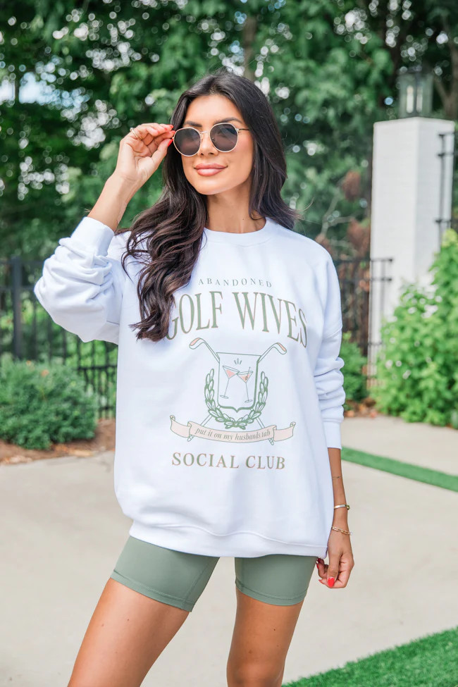 Abandoned Golf Wives White Oversized Graphic Sweatshirt | Pink Lily