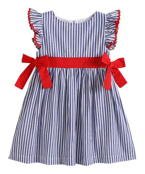 Lil Cactus Navy Blue Stripe & Red A-Line Dress - Infant, Toddler & Girls | Zulily