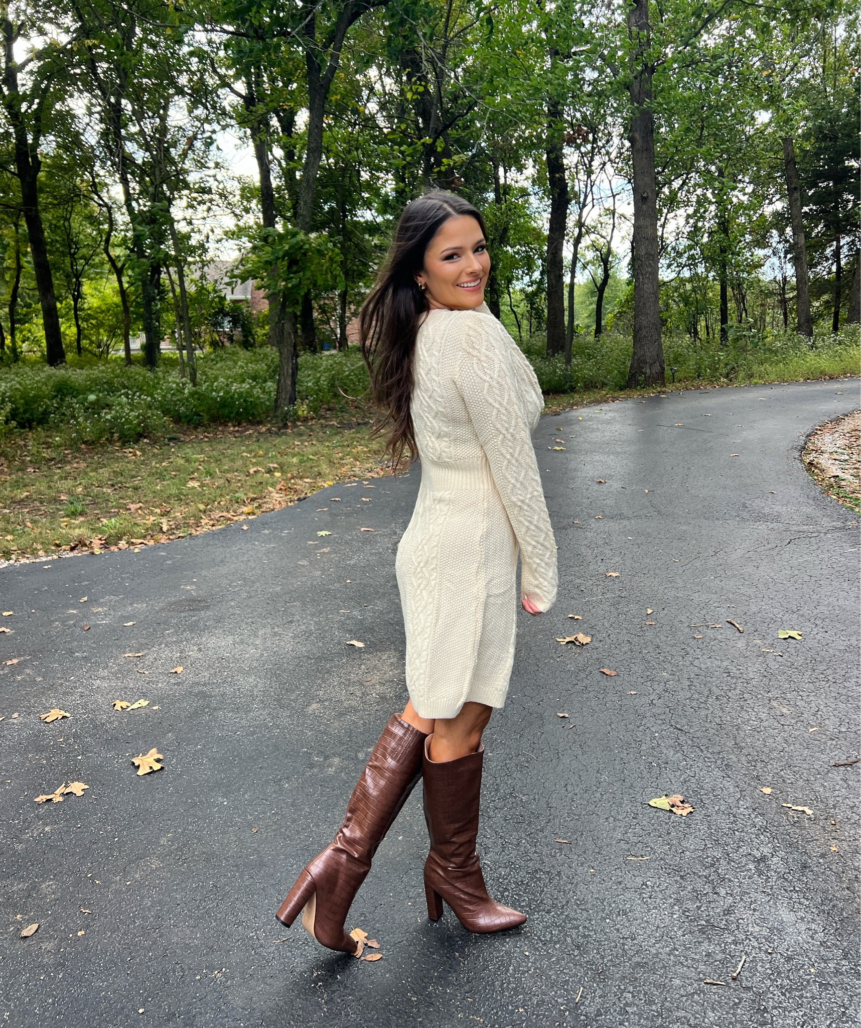 Sweater dress weather 🤎 | sweater dress | knee high boots | brown boots | fall outfits | fall fashion | fall dress | croc boots | autumn outfits | fall vibes | #LTKxPrime 

#LTKshoecrush #LTKsalealert