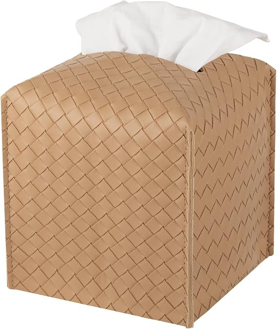 zoocatia Tissue Box Cover PU Leather Tissue Holder Square Facial Tissue Case Facial Paper Organiz... | Amazon (US)