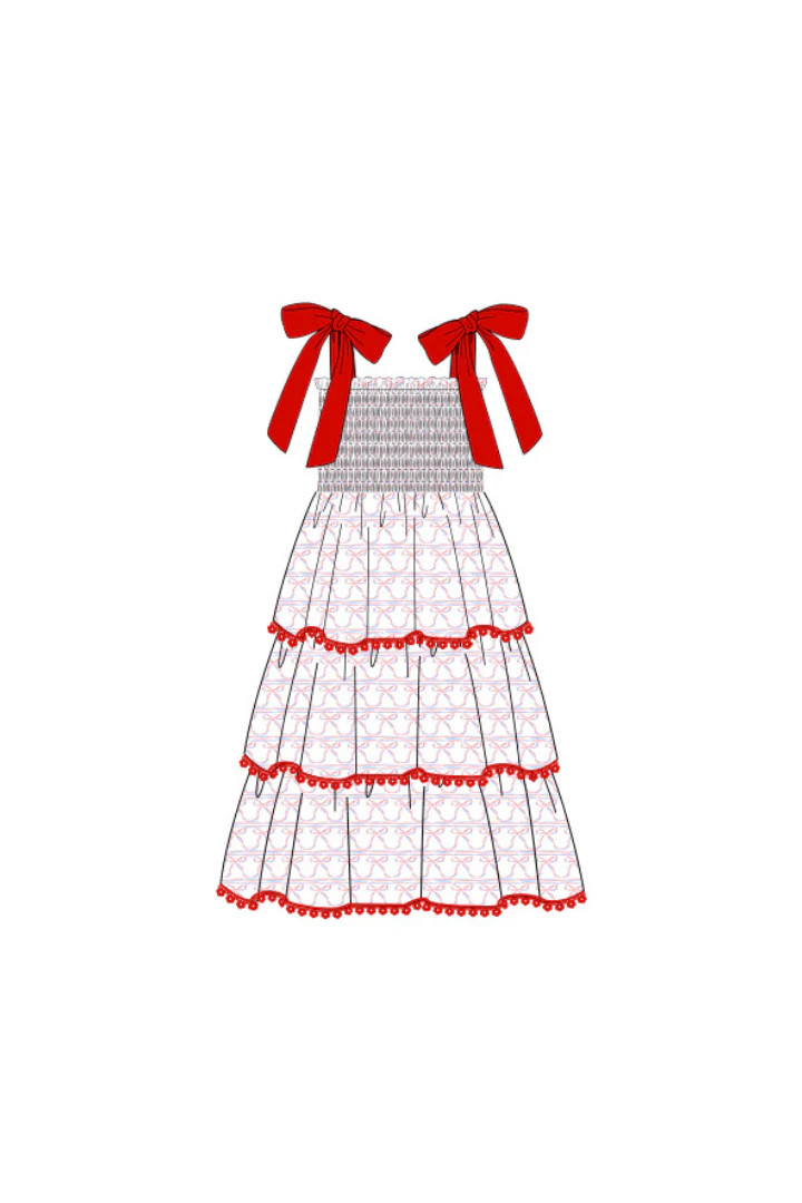 Pre-Order Pre-Order Smocked Stars & Bows Tie Shoulder Mom Dress | The Smocked Flamingo