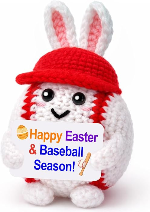Easter Basket Stuffers for Teens Kids, Easter Gifts Crochet Baseball with Bunny Ears, Jesus Chris... | Amazon (US)