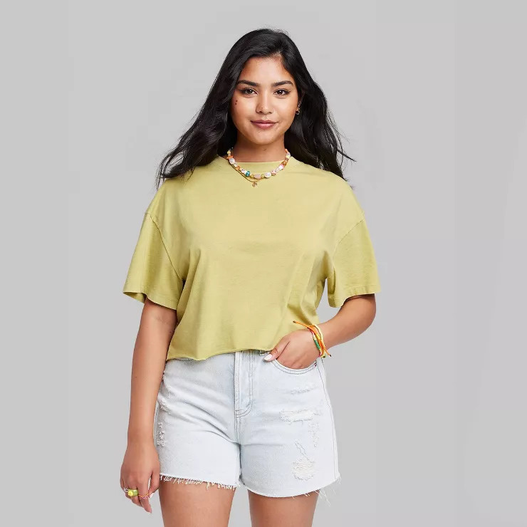 Women's Short Sleeve Relaxed Fit Cropped T-Shirt - Wild Fable™ | Target