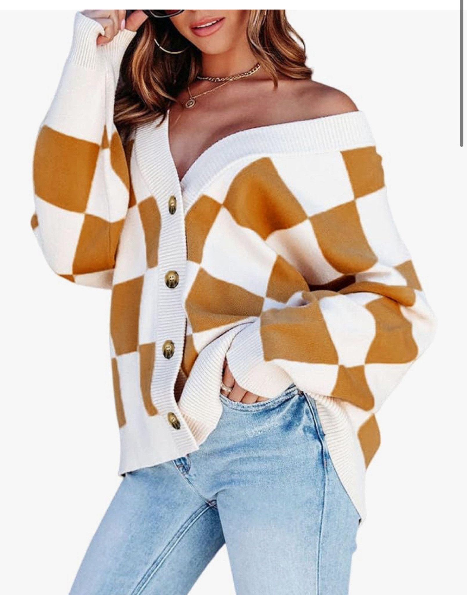 checkered soft button up cardigan// perfect for fall 

#LTKFallSale #LTKSeasonal #LTKFindsUnder50