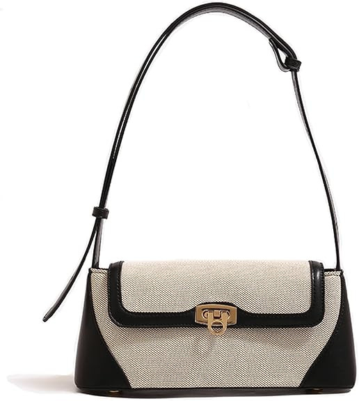 Clutch Shoulder Bag Small for Women PU Leather Canvas Mini Tote Handbag Purse with Buckle Closure | Amazon (US)