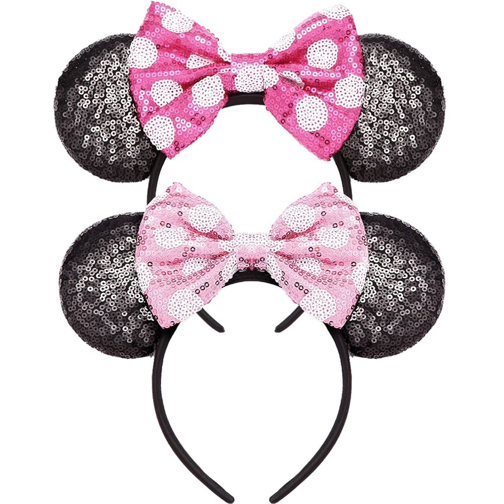 Mommy and Me Mouse Ears Headbands - 2 Pcs Glitter Bow Headbands for Kids, Girls, Women, Birthday,... | Amazon (US)