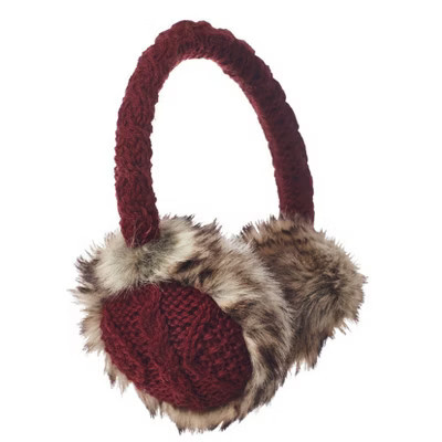 Cable Knit Adjustable Earmuffs With Faux Fur_Burgundy_Nirvanna Designs | Target