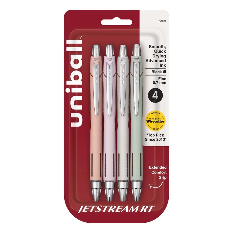 uniball Jetstream RT Retractable Ballpoint Pens, Fine Point, 0.7mm, Pastel Color Barrel, Black In... | Walmart (US)