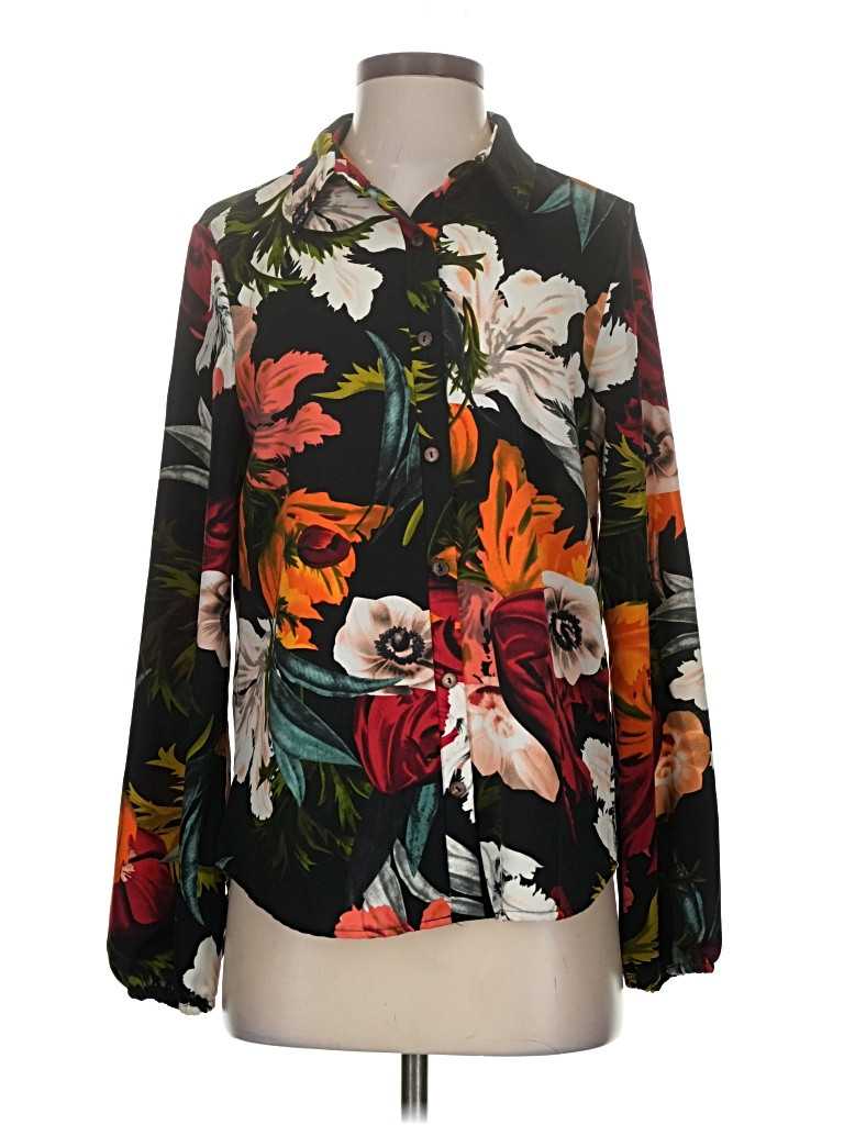 Bucketlist Floral Black Long Sleeve Blouse Size S - 69% off | ThredUp (US)